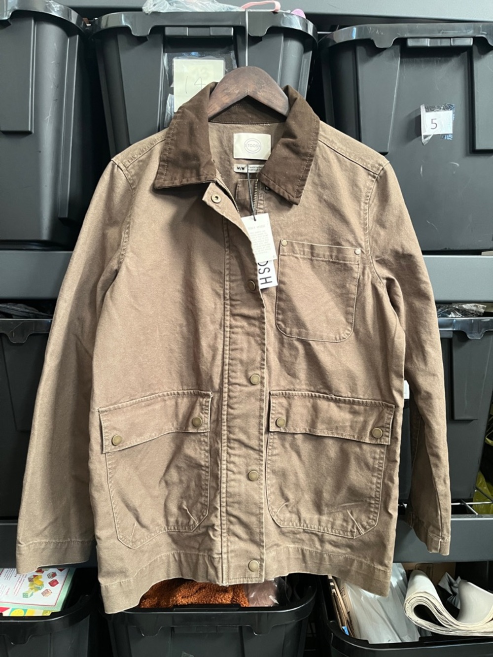 NWT Stoosh Women’s Brown Barn Canvas Work Jacket  Corduroy Collar Chore Medium - Picture 1 of 14